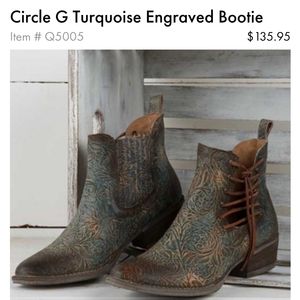 Circle G Turquoise Engraved Bootie